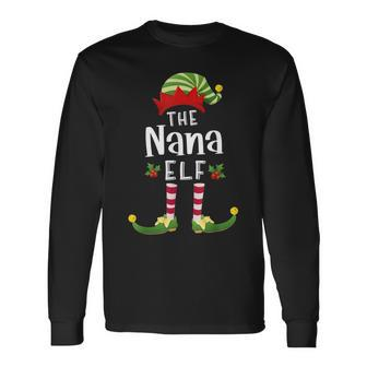Nana Christmas Party Elf Matching Family Group Men Women Long Sleeve T-shirt Graphic Print Unisex - Seseable