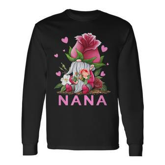 Nana Rose Gnome Valentine Valentine Outfit For Grandm Long Sleeve T-Shirt - Seseable