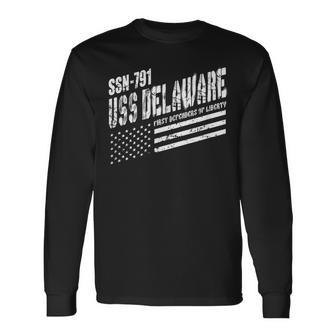 Navy Uss Delaware Ssn 791 Us Submarine Submariner Veteran Men Women Long Sleeve T-shirt Graphic Print Unisex - Seseable