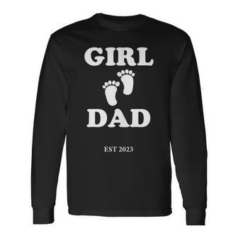 New Dad Pregnancy Announcement For Girl Dads Fathers Day Long Sleeve T-Shirt - Thegiftio UK