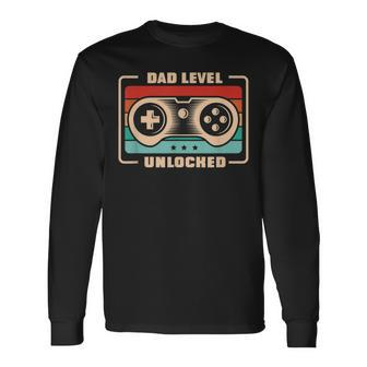 New Dad Vintage Dad Level Unlocked Father Long Sleeve T-Shirt - Seseable