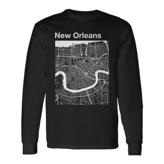New Orleans Louisiana Vintage Style Home City Street Map Men Women Long Sleeve T-Shirt T-shirt Graphic Print - Thegiftio UK