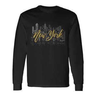 New York City Skyline Buildings Long Sleeve T-Shirt - Monsterry AU