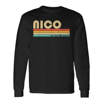Nico Name Personalized Retro Vintage Birthday Long Sleeve T-Shirt - Seseable
