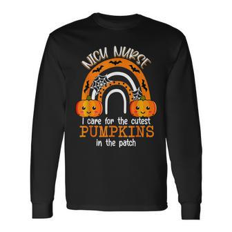 Nicu Nurse Cutest Pumpkins In The Patch Rainbow Halloween Rn Men Women Long Sleeve T-Shirt T-shirt Graphic Print - Thegiftio UK