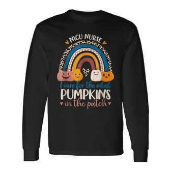 Nicu Nurse Cutest Pumpkins In The Patch Rainbow Halloween Rn V2 Men Women Long Sleeve T-Shirt T-shirt Graphic Print - Thegiftio UK