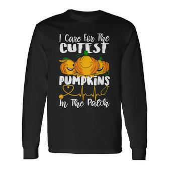 Nicu Nurse Halloween I Care For The Cutest Pumpkins In Patch V5 Men Women Long Sleeve T-Shirt T-shirt Graphic Print - Thegiftio UK