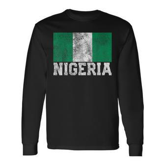 Nigeria Nigerian Flag Pride Country Vintage Long Sleeve T-Shirt - Seseable