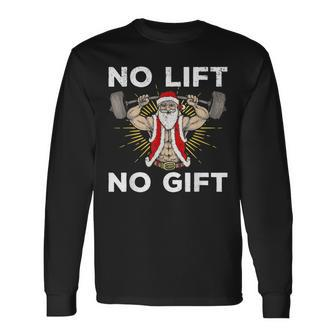 No Lift No Gift Christmas Santa Bodybuilding Gym Santa Men Women Long Sleeve T-shirt Graphic Print Unisex - Seseable