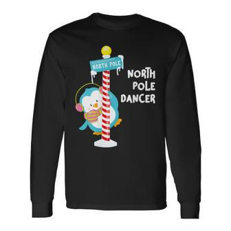 North Pole Dancer Penguin Funny Christmas Men Women Long Sleeve T-shirt Graphic Print Unisex - Seseable