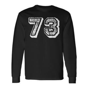 Number 73 Sports Jersey Player 73 Fan Front Print Vintage Long Sleeve T-Shirt | Seseable CA