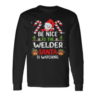 Nurse Christmas - Be Nice To The Nurse Santa Is Watching Men Women Long Sleeve T-shirt Graphic Print Unisex - Seseable
