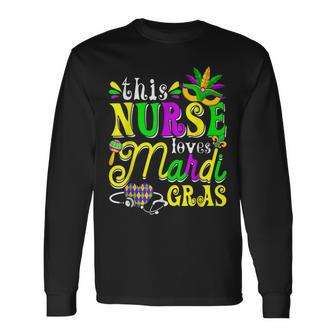 This Nurse Loves Mardi Gras Party Carnival Parade Costume Long Sleeve T-Shirt - Seseable
