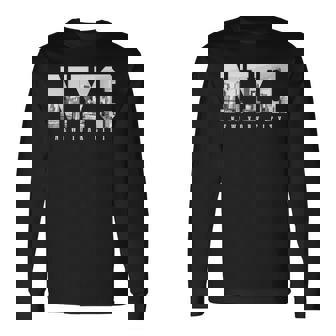 Nyc New York City Skyline Ny Pride Black & White Vintage Long Sleeve T-Shirt T-Shirt | Mazezy