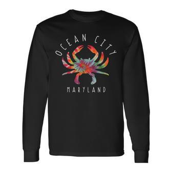 Ocean City Maryland Crab Tie Dye Summer Vacation Long Sleeve T-Shirt T-Shirt | Mazezy