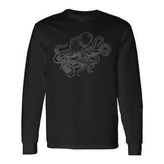 Octopus Playing Acoustic Guitar Cool Musician Guitarist Long Sleeve T-Shirt - Seseable