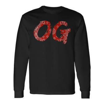 Og Original Gangster Compton Red Bandana-Print Long Sleeve T-Shirt T-Shirt | Mazezy