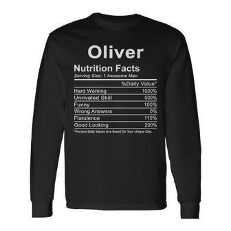 Oliver Name Oliver Nutrition Facts V2 Long Sleeve T-Shirt - Seseable