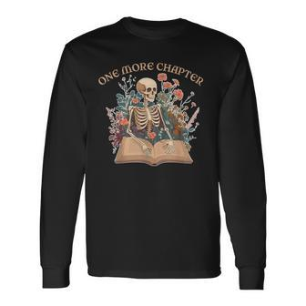 One More Chapter Retro Skeleton Vintage Book Lover Long Sleeve T-Shirt T-Shirt | Mazezy