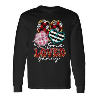 One Loved Ganny Kissing Red Plaid Heart Valentines Day Long Sleeve T-Shirt - Seseable