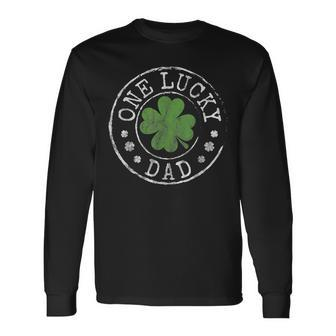 One Lucky Dad Father Irish Shamrocks St Patricks Day Long Sleeve T-Shirt - Seseable