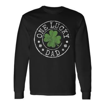 One Lucky Dad Father Irish Shamrocks St Patricks Day Long Sleeve T-Shirt - Thegiftio UK