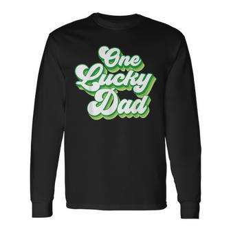 One Lucky Dad Retro Vintage St Patricks Day Long Sleeve T-Shirt - Seseable