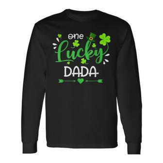 One Lucky Dada St Patricks Day V2 Men Women Long Sleeve T-shirt Graphic Print Unisex - Seseable