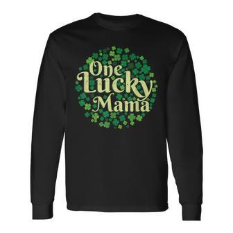 One Lucky Mama St Patricks Day Shamrock Clover Men Women Long Sleeve T-Shirt - Seseable