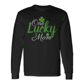 One Lucky Mom Shamrock Mom Life St Patricks Day Long Sleeve T-Shirt - Seseable