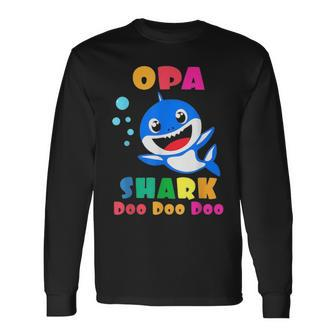 Opa Shark Fathers Day Dad Long Sleeve T-Shirt - Seseable