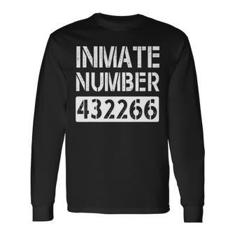 Orange Prisoner Costume Jail Break Outfit Lazy Halloween Long Sleeve T-Shirt - Seseable