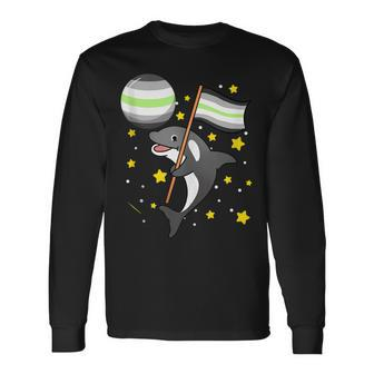 Orca In Space Agender Pride Long Sleeve T-Shirt | Mazezy