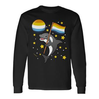 Orca In Space Aroace Pride Long Sleeve T-Shirt | Mazezy