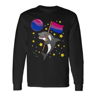 Orca In Space Bisexual Pride Long Sleeve T-Shirt | Mazezy