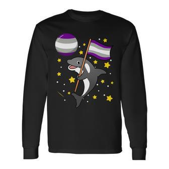 Orca In Space Greysexual Pride Long Sleeve T-Shirt | Mazezy