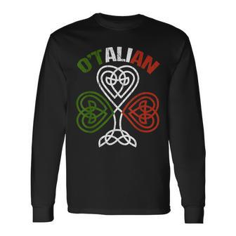 Otalian Italian Irish Relationship Ireland St Patricks Day Long Sleeve T-Shirt - Seseable