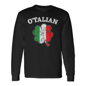 Otalian Shamrock And Italy Flag For Italian St Patricks Day Long Sleeve T-Shirt T-Shirt | Mazezy