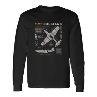 P51 Mustang North American Aviation Vintage Fighter Plane Men Women Long Sleeve T-Shirt T-shirt Graphic Print - Thegiftio UK
