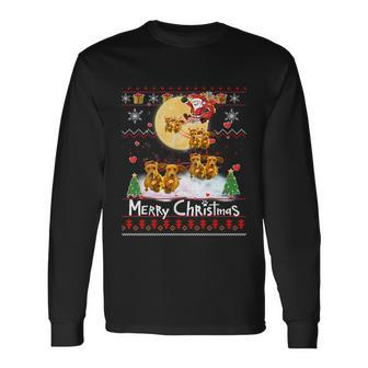 Pajama Reindeer Dachshund Tree Xmas Ugly Christmas Sweater Long Sleeve T-Shirt - Monsterry