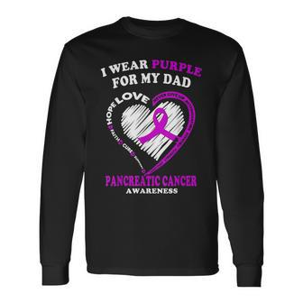 Pancreatic Cancer I Wear Purple For My Dad Men Women Long Sleeve T-Shirt T-shirt Graphic Print - Thegiftio UK