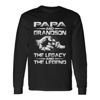 Papa And Grandson The Legend And The Legacy Tshirt Long Sleeve T-Shirt - Monsterry AU