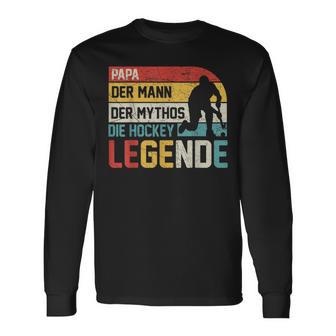 Papa Hockey Legende Langarmshirts, Retro Hockeyspieler Design - Seseable