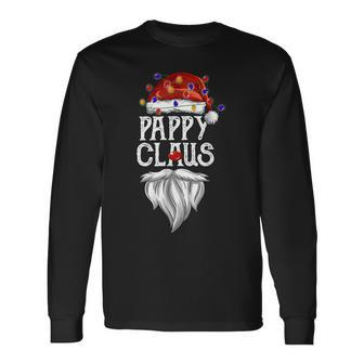Pappy Claus Santa Hat Christmas Light Best Pappy Ever Long Sleeve T-Shirt - Seseable