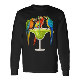 Parrots Drinking Margarita On Summer Vacation Birds Long Sleeve T-Shirt T-Shirt | Mazezy
