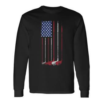 Patriotic Golf Usa Flag Golf Golfer Dad Grandpa Golf Club Long Sleeve T-Shirt - Seseable