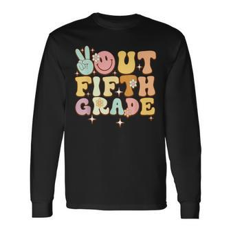 Peace Out Fifth 5Th Grade Class Of 2023 Goodbye 5Th Grade Long Sleeve T-Shirt T-Shirt | Mazezy