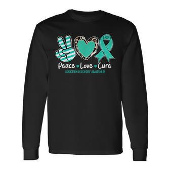 Peace Love Cure Addiction Recovery Awareness Support Long Sleeve T-Shirt T-Shirt | Mazezy
