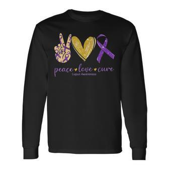 Peace Love Cure Lupus Awareness Long Sleeve T-Shirt - Seseable