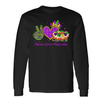 Peace Love King Cake Mardi Gras Festival Party Costume V11 Long Sleeve T-Shirt - Seseable